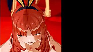 Nilou from Genshin Impact in bent over doggystyle motion with damage voice