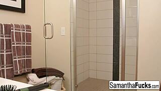 Samantha saint enjoys a relaxing morning at home