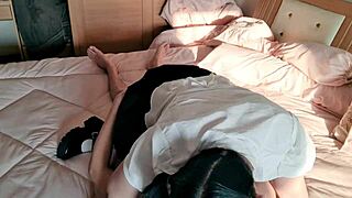 thai student in cute costume blows hard 😍