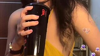 Girl In Yellow Dress Shows Off Big Tits Seductively