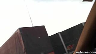 cute amateur whore gives pov blowjob on street for cash