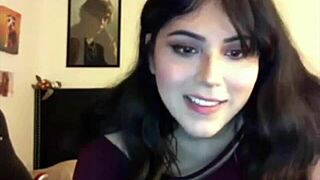 hot chubby tranny beats her meat and chills on webcam 😜