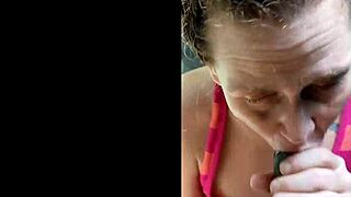 Flirty SW couple loves filming blowjobs in public car scenes