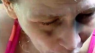 Flirty SW couple loves filming blowjobs in public car scenes