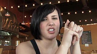 Sexy Brunette Risks All in Public Nude Interview, Caught?