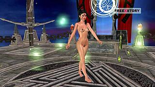 animated 3d cartoon of cute indian girl posing and masturbating with banana