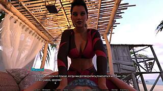 the housewife explores her pussy with fingers outdoors in the game