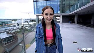 Petite Carmen Rae gets her tight pussy fucked doggystyle outdoors with a blowjob.