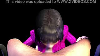 3d anime big sister gives clothed blowjob with cum 😏