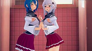 koneko and xenovia share intense lesbian passion in hs dxd ntr madness anime hentai fantasy