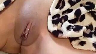 The couple wakes up with a close-up lick on pierced nipples, exploring food and pussy fetish.