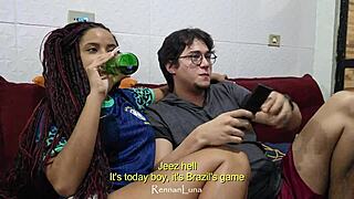 Fucking two hot teens Rennan Luna and Gabbie Luna during World Cup match!