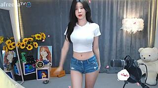 Cute Korean Girl with Big Tits Dances Sensually on Phone Video