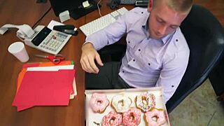 Can white hunks endure a hardcore threesome at the office?