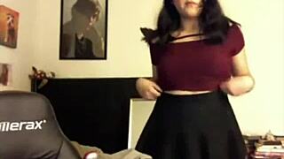 hot chubby tranny beats her meat and chills on webcam 😜