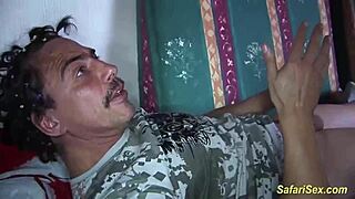 in this wild african sex party, skinny ebony girls get into a blowbang with monster cocks.