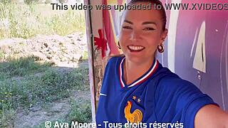 Holy crap, watch this French slut suck off strangers for Euro 2024 in an insane bukkake blowbang!