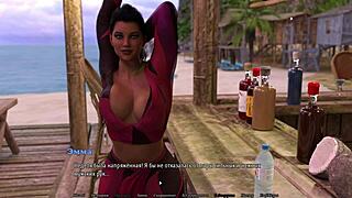 the housewife explores her pussy with fingers outdoors in the game