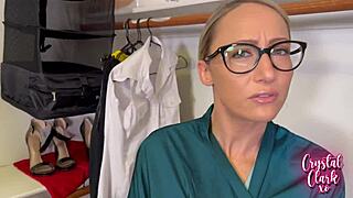 Holy hell! Skinny brunette MILF with big fake tits gets pounded during hot massage!