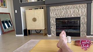 Holy hell! Skinny brunette MILF with big fake tits gets pounded during hot massage!