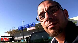 Spanish blonde milf fucked hard in outdoor action. She squirts wildly during deepthroat pounding!