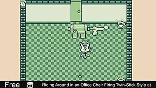 The twins ride office chairs in a comedic game at work.