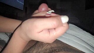 Big black cock gets a good handjob