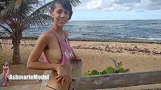 HAIRY PETITE WOMAN BOUNCES TITS WITH NIPPLE SLIPS IN PUBLIC DANCING OUTDOOR