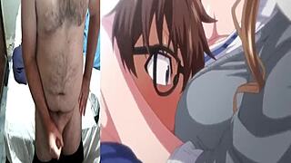 Red-haired anime girl gives blow job to her boyfriend in this animated porn video