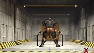 sci-fi bunker adventure with a cuffed blonde and her stunning figure