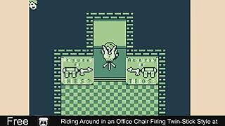 The twins ride office chairs in a comedic game at work.