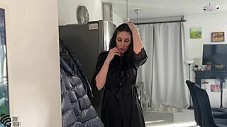 Hot milf sucked two dicks and got a mouthful of cum.