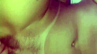 Going crazy on the wife's pussy with big tits and monster cock masturbation 😍