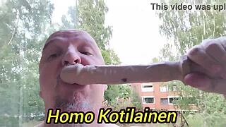 A naked Finnish man with a big nose in a gay scene