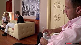 Raunchy Bonnie Rose seduces two studs for office anal