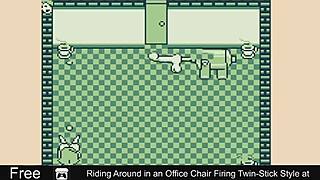 The twins ride office chairs in a comedic game at work.