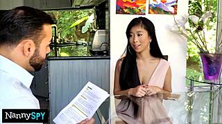 Asian Nanny Massages Bosses Cock With Her Wet Pussy, Damn!