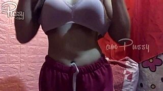 Amateur Chick Strips, Showers, Dances, and Touches Herself in Wild Display