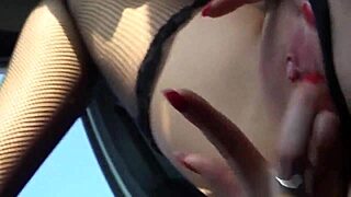 Hey, she masturbates in the car before that horny old man pounds her.