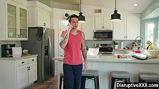 Gay anal sex with a cooking instructor in the kitchen