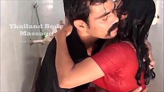 Servant Assists Women in Bath with See-Through Transparent Blouse for Steamy Moments