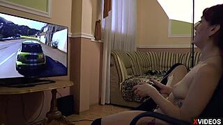 The crazy driver on PS4 is racing wildly with intense focus.