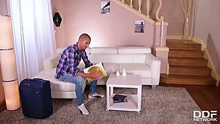 At the vacation rental, Cristina Miller enjoys rough fucking, blowjobs, and orgasms with big tits.