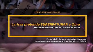 Larissinha gets bent over for blowjob riding and facial on construction site