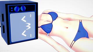 tv woman en bikini pervertida quiere coger atrapada bajo su cama