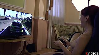 The crazy driver on PS4 is racing wildly with intense focus.