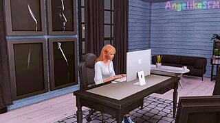 Futanari Boss Seduces Secretary for Deep Throat Test in Sims 4 Hentai