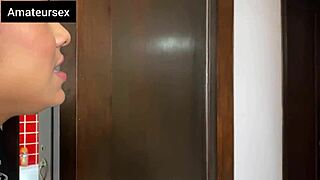 naughty girl sneaks a fuck in the bathroom with a big black cock