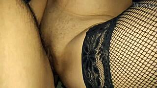 Beautiful long legs shine in those stockings.