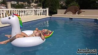 Aviva Rocks Masturbates with Big Tits and Ass on Unicorn